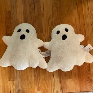 2 New White Ghost Halloween Plush Pillows